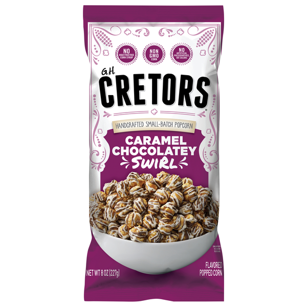 G.H. Cretors Popcorn, Caramel Chocolatey Swirl hero