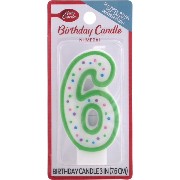 Baking Supplies & Decor Betty Crocker Birthday Candle, Numeral 6, 3 Inch hero