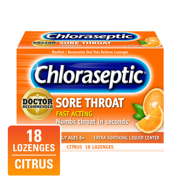 Cold, Flu & Allergy Chloraseptic Sore Throat Lozenges  Citrus hero