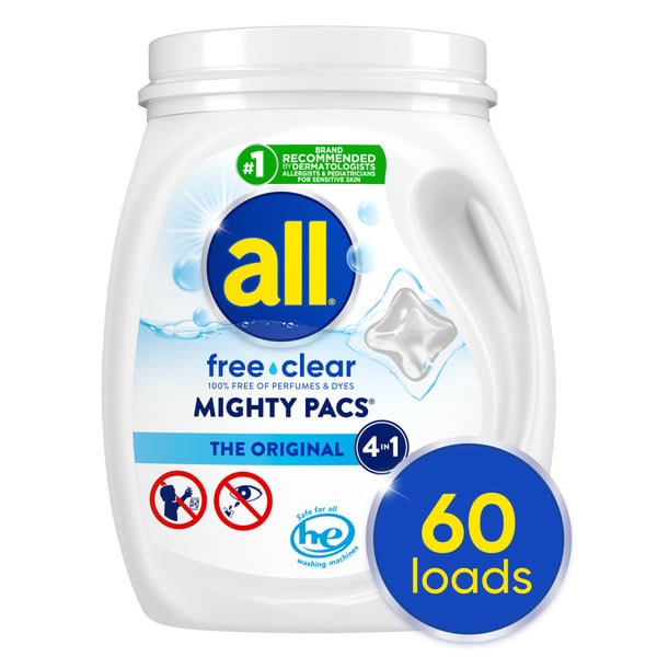 Laundry all Unit Dose Laundry Detergent Mighty Pacs Free Clear hero