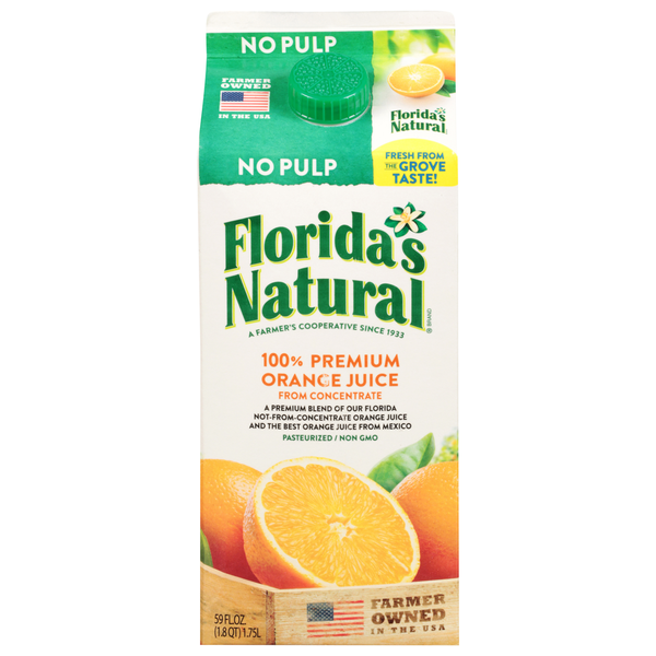 Juice & Nectars Florida's Natural 100% Juice, Orange, Premium hero