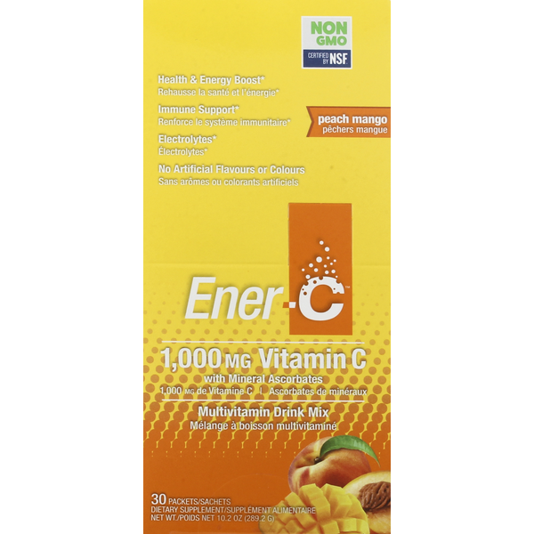 Cocoa & Drink Mixes Ener-C Vitamin C, 1,000 mg, Packets, Peach Mango hero