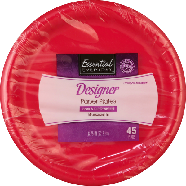 Plates, Bowls, Cups & Flatware Essential Everyday Paper Plates, Designer, 8.75 Inch hero