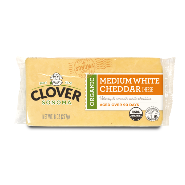 Specialty Cheeses Clover Sonoma Organic Medium White Cheddar Block hero