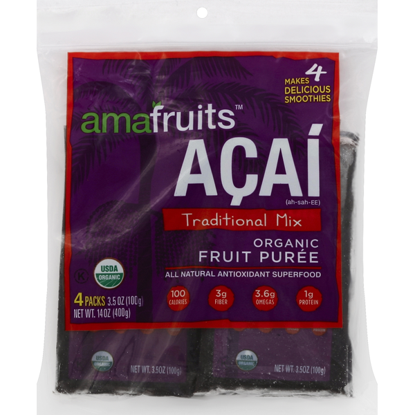 Frozen Produce Amafruits Fruit Puree, Organic, Traditional Mix, Acai hero