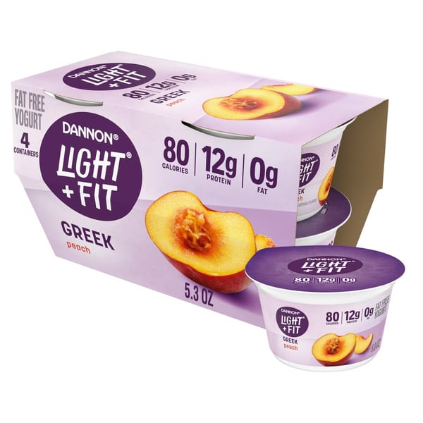 Yogurt Dannon Light + Fit Peach Greek Nonfat Yogurt Cups hero