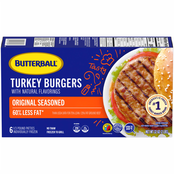 Frozen Meat & Seafood Butterball Original Seasoned Turkey Burgers hero