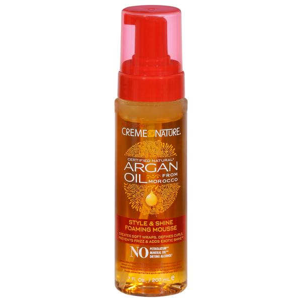 Hair Care Creme of Nature Foaming Mousse, Style & Shine, Argan Oil hero