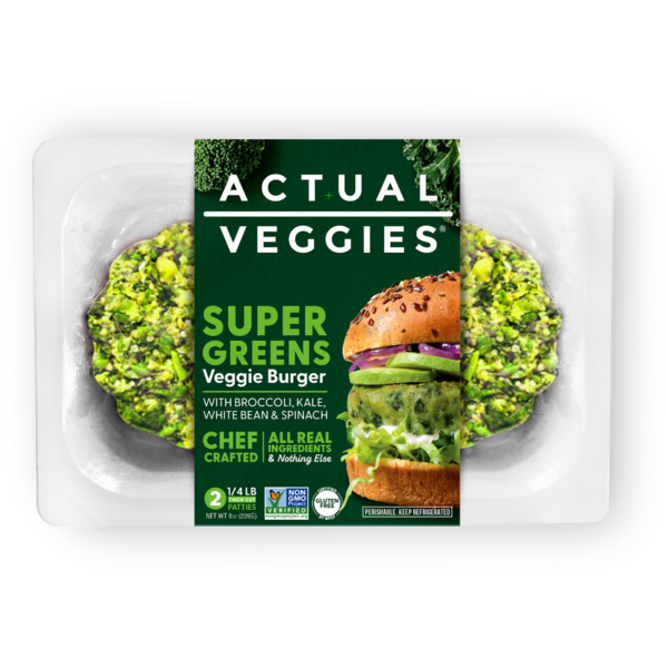 Refrigerated Meat Alternatives Actual Veggies Super Greens Veggie Burger hero