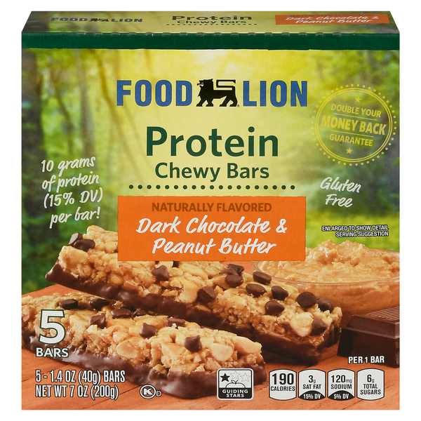 Energy & Granola Bars Food Lion Dark Chocolate & Peanut Butter Chewy Protein Bars hero