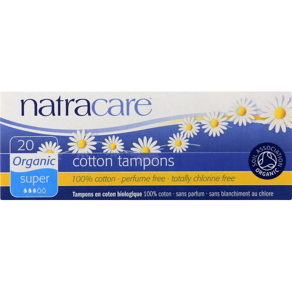 Feminine Care Natracare Tampons, Cotton, Organic, Super hero