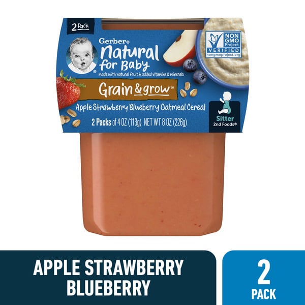 Baby Food & Formula Gerber Baby Food Apple Strawberry Blueberry With Mixed Cereal s hero