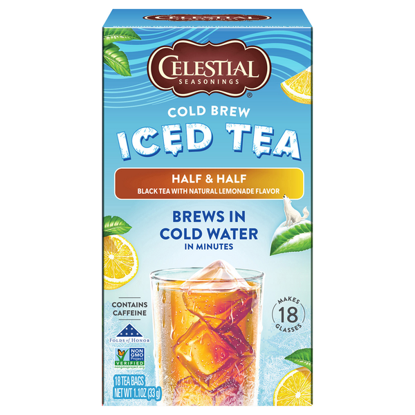 Tea Celestial Seasonings Iced Tea, Cold Brew, Half & Half, Tea Bags hero