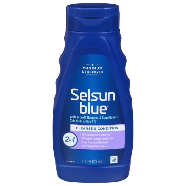 Hair Care Selsun Blue Shampoo & Conditioner, Maximum Strength, Antidandruff, 2 in 1 hero