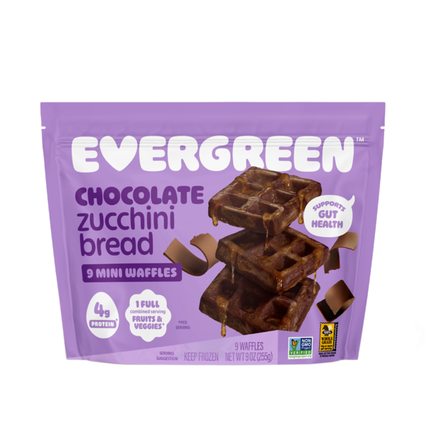 Evergreen Chocolate Zucchini Bread, Frozen, Mini Waffles hero