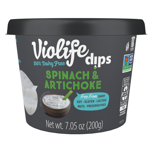 Refrigerated Violife Spinach & Artichoke Dip, Dairy-Free Vegan hero