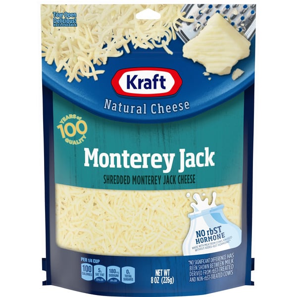 Packaged Cheese Kraft Monterey Jack Shredded Cheese, oz Bag hero