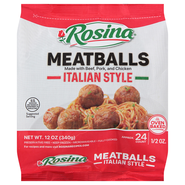 Frozen Meat & Seafood Rosina Meatballs, Italian Style hero