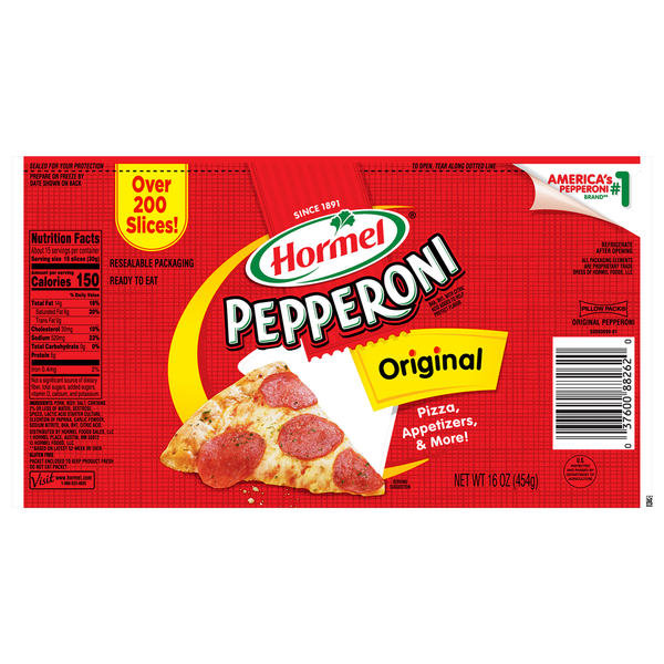 Hot Dogs, Bacon & Sausage Hormel Pepperoni, Original hero