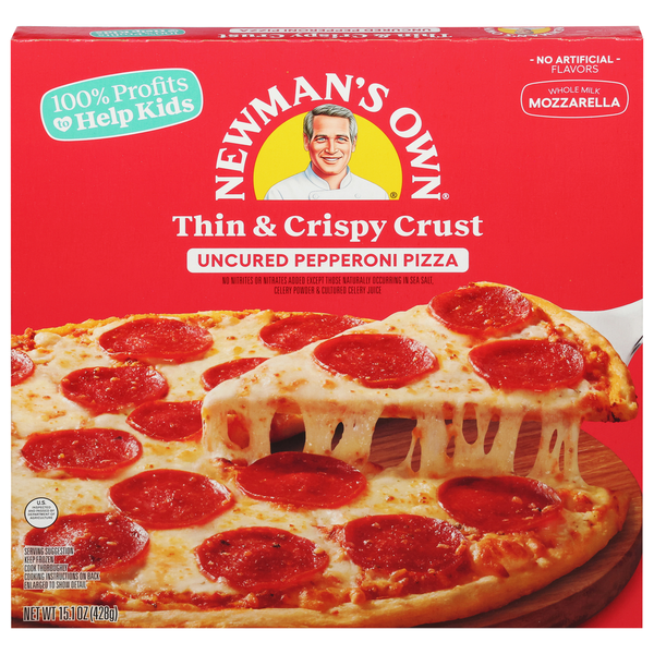 Frozen Pizza Newman's Own Pizza, Thin & Crispy Crust, Uncured Pepperoni hero