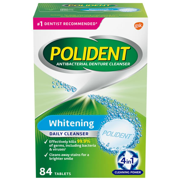 Cleaning Products Polident Whitening Daily Cleanser Tablets hero