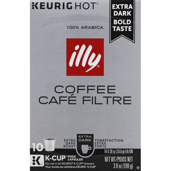 Coffee illy Coffee, Cafe Filtre, 100% Arabica, Extra Dark Roast, K-Cup Capsules hero