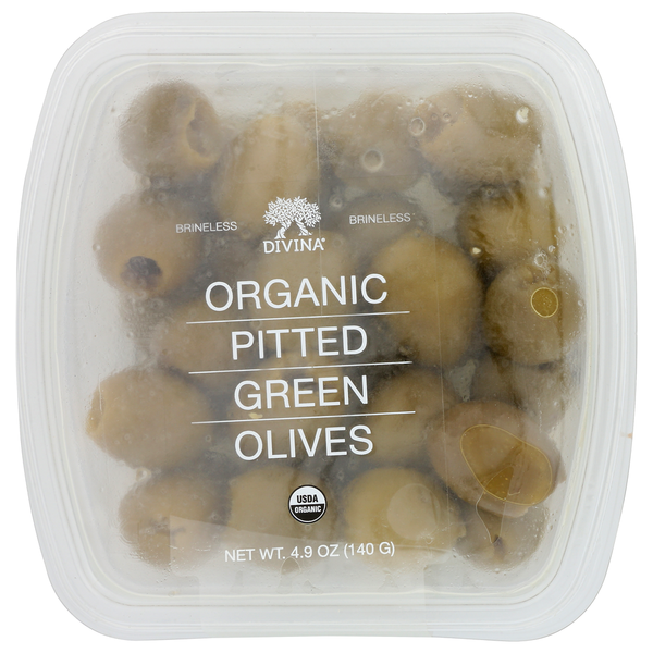 Pickled Goods & Olives Divina Organic Pitted Green Olives hero