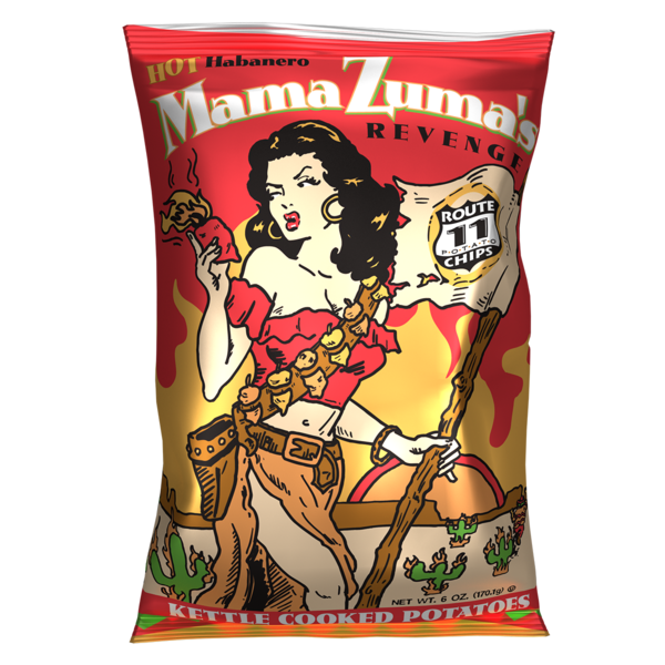 Chips & Pretzels Route 11 Mama Zuma's Revenge Habanero Hot Potato Chips hero