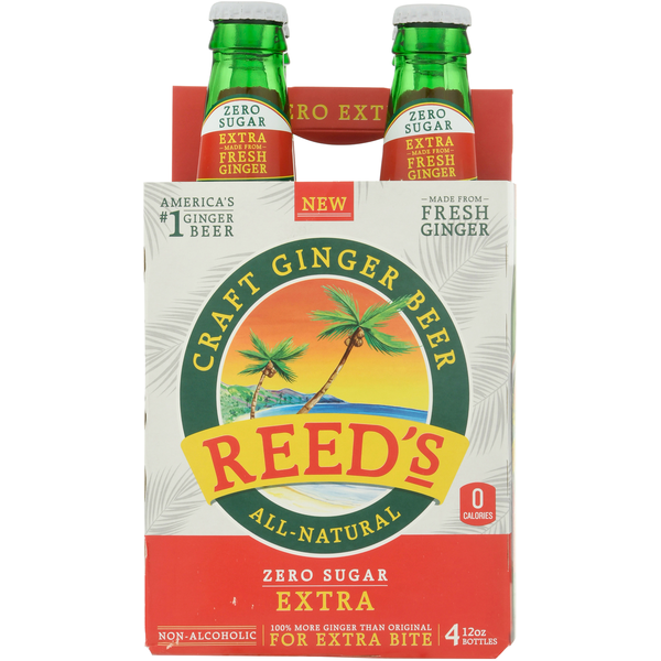 Beers & Coolers Reed’s Ginger Beer, Zero Sugar, Extra hero