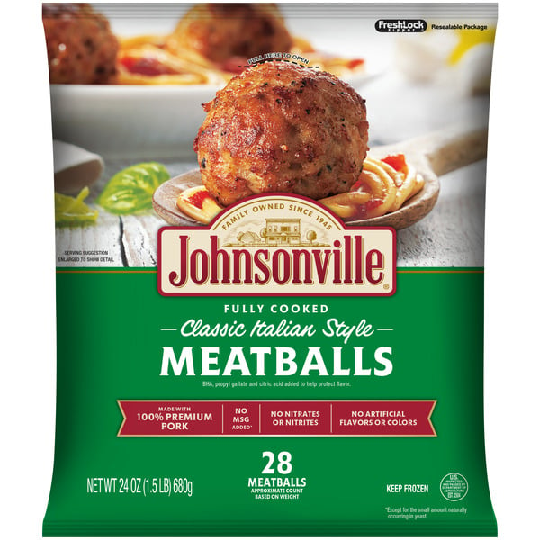 Frozen Meat & Seafood Johnsonville Classic Italian Style Meatballs hero