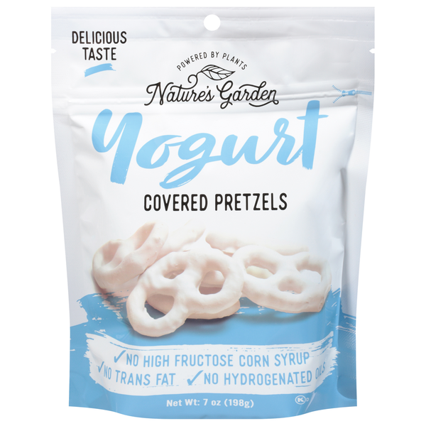 Chips & Pretzels Nature's Garden Covered Pretzels, Yogurt hero