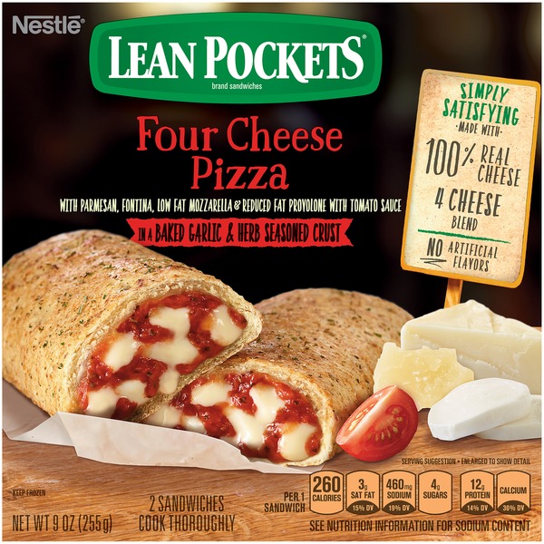 Frozen Meals Nestlé Lean Pockets Four Cheese Pizza Frozen Sandwiches hero