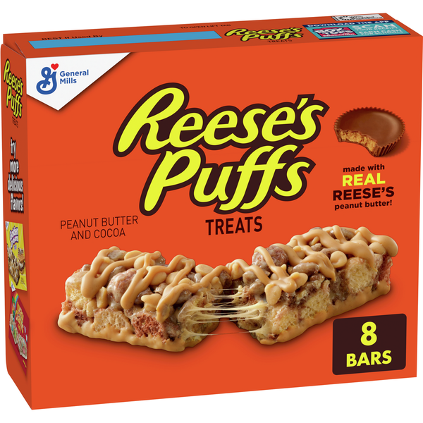 Breakfast Bars & Pastries General Mills Reese's Puffs Breakfast Cereal Treat Bars, Peanut Butter & Cocoa hero