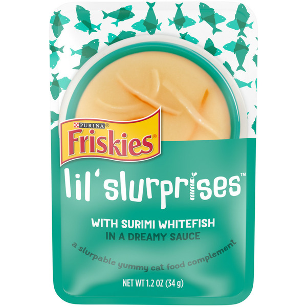 Cat Treats Purina Friskies Cat Food Complement, Lil’ Slurprises With Surimi Whitefish Lickable Cat Treats hero