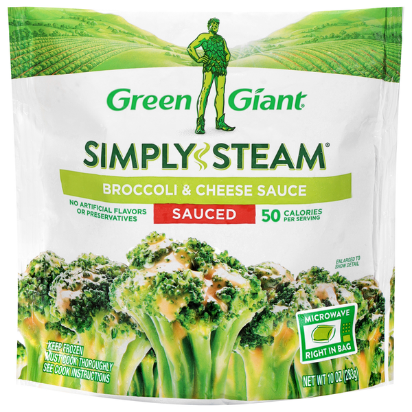 Frozen Vegetables Green Giant Simply Steam Broccoli & Cheese Sauce, Sauced Frozen Vegetables hero