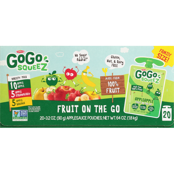 Canned Fruit & Applesauce GoGo Squeez Applesauce, Variety Apple Banana Strawberry hero