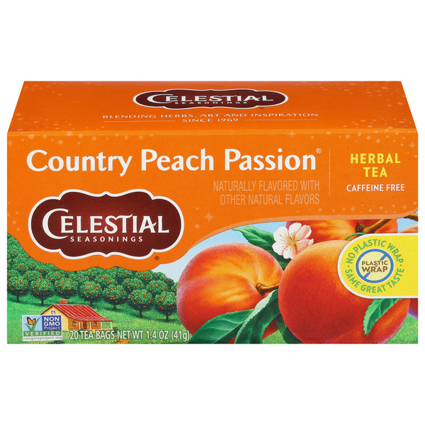 Tea and Lemonade Celestial Seasonings Herbal Tea, Caffeine Free, Country Peach Passion, Tea Bags hero