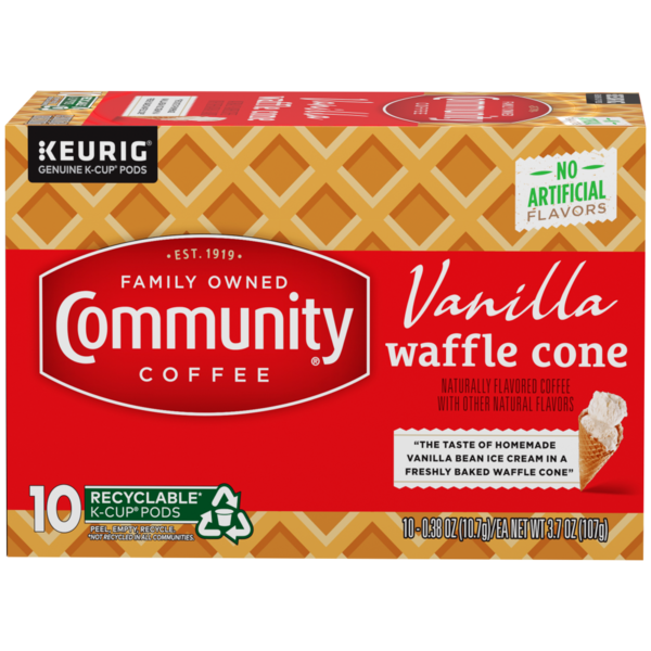 Coffee Community Coffee Vanilla Waffle Cone Coffee Pods for Keurig K-cups hero