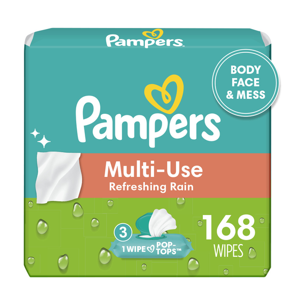 Diapers & Wipes Pampers Baby Wipes Multi-Use Refreshing Rain 3X Pop-Top Packs hero