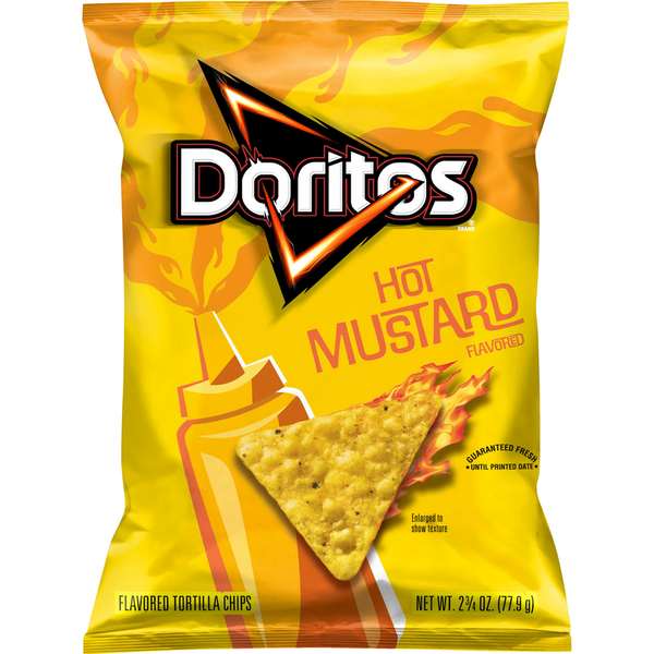 Chips & Pretzels Doritos Tortilla Chips Hot Mustard Flavored hero