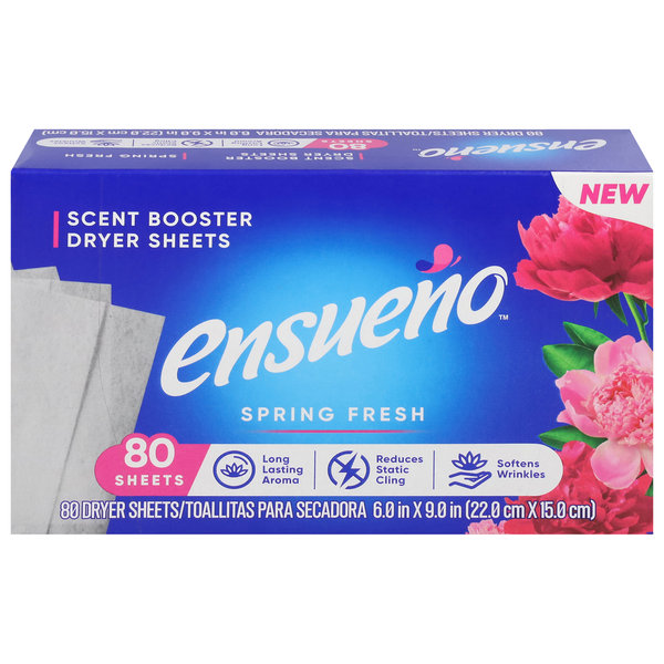 Ensueño Dryer Sheets, Scent Booster, Spring Fresh hero