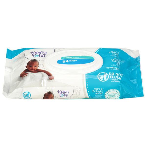 Diapers & Wipes Tippy Toes Wipes, Soft & Strong, Sensitive hero