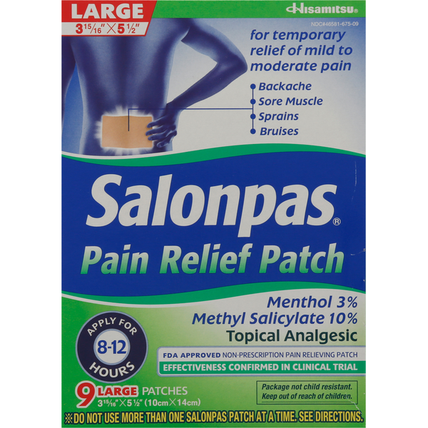 Muscles, Joints & Pain Relief Salonpas Pain Relief Patch, Large hero