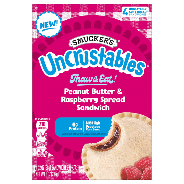 Frozen Meals Smucker's Sandwich, Peanut Butter & Raspberry Spread hero