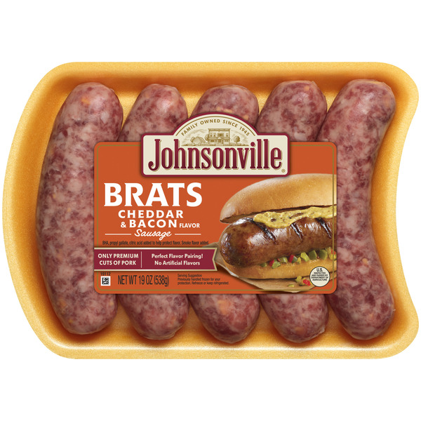 Hot Dogs, Bacon & Sausage Johnsonville Cheddar Cheese & Bacon Bratwurst hero