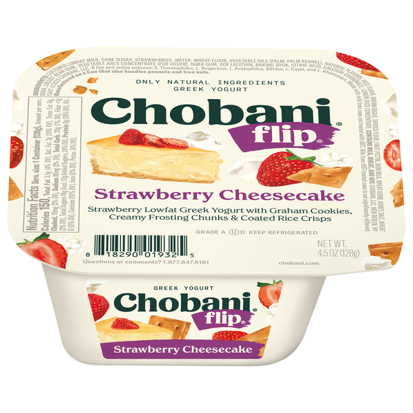 Chobani Yogurt, Greek, Strawberry Cheesecake hero