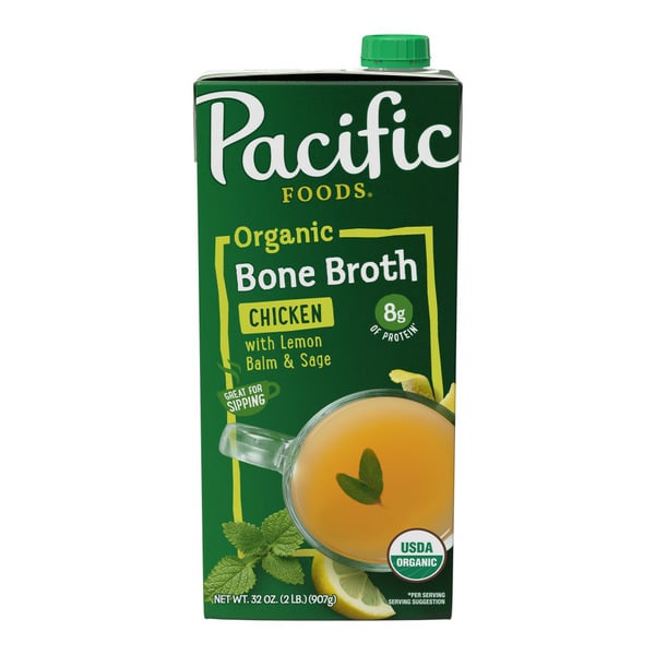 Pacific Foods Chicken Bone Broth With Lemon Balm and Sage hero