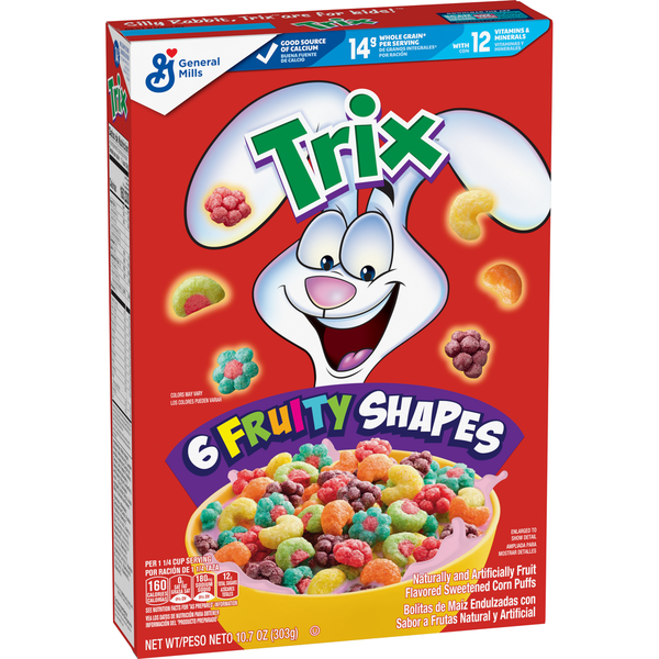 Cereal Trix Fruity Whole Grain Breakfast Cereal with 6 Fruity Shapes hero