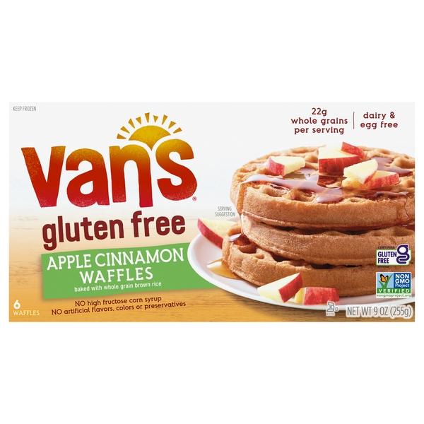 Frozen Breakfast Van's Foods Gluten Free Apple Cinnamon Waffles hero