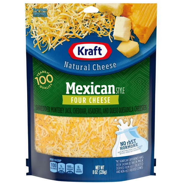 Kraft Mexican Style Four Cheese Blend Shredded Cheese hero